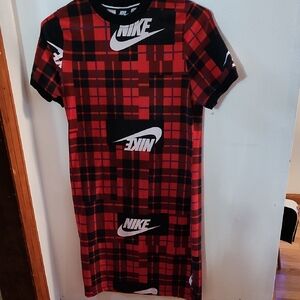 Nike Women Black and Red Plaid Dress